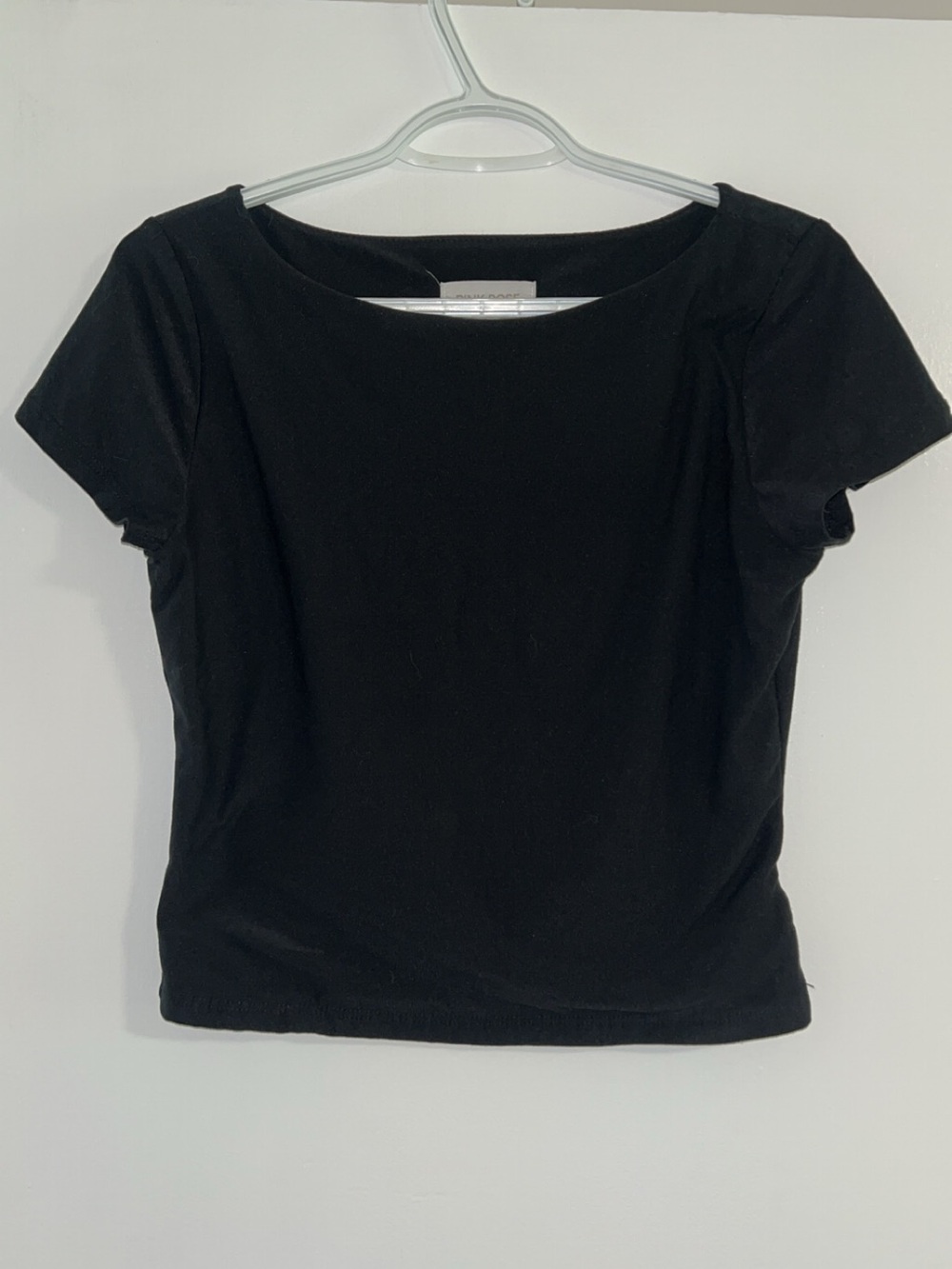 Pink Rose Black Short Sleeve Scoop Neck Tee
